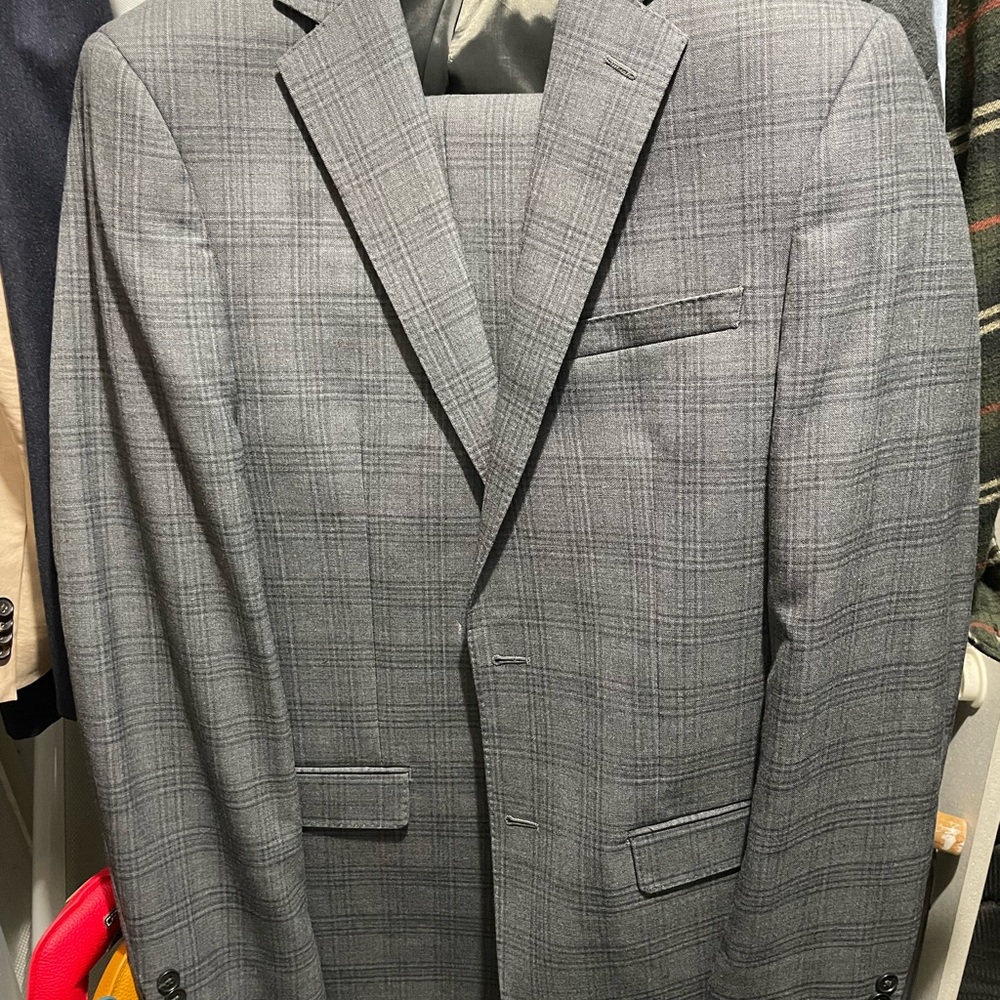 Calvin Klein Charcoal Checkered Suit